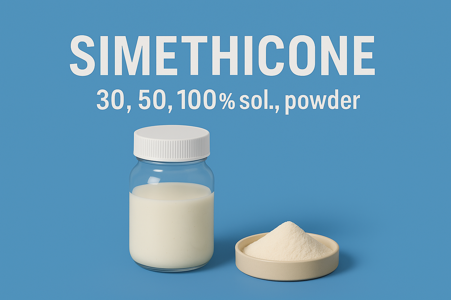 Simethicone 30,50,100 % ,sol,powder